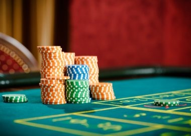 Live blackjack table with dealer and cards